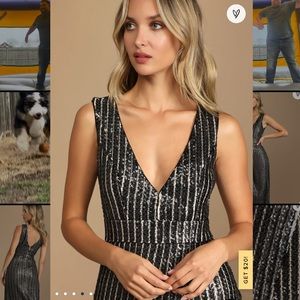 LuLus Unforgettable Elegance Black Sequin Dress Size XL 👠🖤